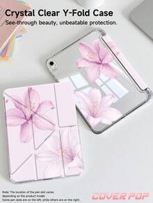 淡粉色扶桑花圖案保護殼，相容於 iPad (A16) 11 吋 (第 11 代，2025)、iPad Air 4/5 10.9 吋、iPad 7/8/9 10.2 吋，內建 Apple Pencil 插槽，相容於 Galaxy Tab A9 11 吋、Tab A9 8.7 吋，可愛風格，適合返校季、情人節、夏季圖案 - 彩色 - 查看 4