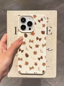 1 buah Casing Ponsel Lembut Bertekstur Kulit dengan Lubang Besar, Motif Daun Maple Musim Gugur, Pita, Kerucut Pinus, Biji Ek, dan Ranting Berry, Kompatibel dengan iPhone 11/12/13/14/15/16/17 Pro Max - MultiWarna - View 3