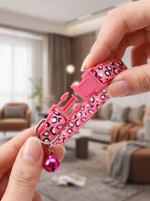 1pc Leopard Print Adjustable Cat Collar, Suitable For Small To Medium Dogs And Cats, Optional Cat Paw Accessory, DIY Customizable Pet Collar - Multicolor - View 8