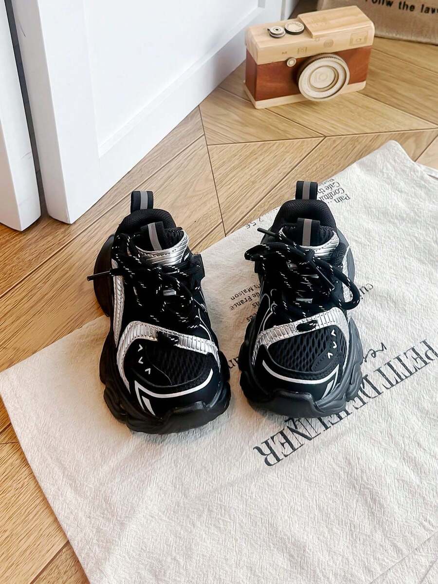 1 Pair New Kids Mesh Chunky Sneakers, Unisex Children's Hook & Loop ...