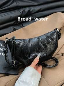 2026 Fashion New Patchwork Horn Women's Bag Solid Color Versatile Crossbody Bag Niche Design New Commuter Fashion Shoulder Bag - Black - View 2