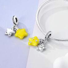 1pc S925 Sterling Silver Glow-In-The-Dark Beaded Pendant, Angel, Wizard, Star, Light Bulb, Colorful Light Multiple Styles, Glow-In-The-Dark Enamel With Rhinestone Details, Comes With Gift Box, Suitable For Bracelet Necklace DIY, Romantic Personalized Commemorative Accessory That Glows At Night - Multicolor - View 3