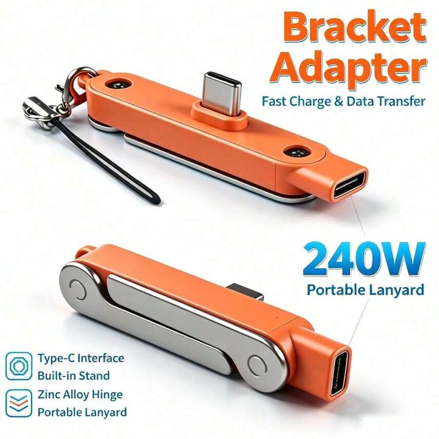 Adaptor Pengisian Cepat USB-C 240W dengan Dudukan Ponsel Terintegrasi, Pengisi Daya Cepat PD Multifungsi dan Kabel Sinkronisasi Data, Kompatibel dengan iPhone 15/16/17, Tablet - MultiWarna - View 1