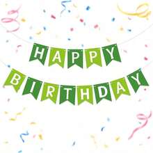 Green Happy Birthday Banner, Green Plant Theme Birthday Party Decoration Hanging Flag, Suitable For Birthday Garland, Room Hanging Decoration, Etc. - Green - View 7
