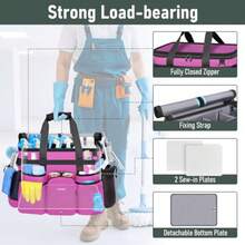 Cleaning Caddy With Wheels, X Large Rolling Caddy Bag With Detachable Trolley For Housekeepers, Water Resistant Cleaning Cart Supplies Organizer For Home, Car, Tool Organizer, Mobile Storage - Rose Red - View 6