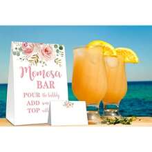 Momosa Bar Supplies Kit - Floral Momosa Bar Sign - Blush Pink Table Place Cards - Bridal Shower, Graduation Party, Bubbly Bar, Mimosa Bar, Birthday Brunch, Engagement Party Decor 01 - Pink - View 4