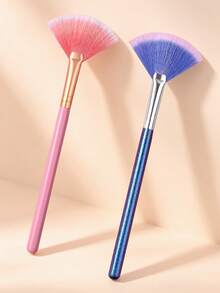 Conjunto de Pincéis Iluminadores em Formato de Leque,Cerdas Ultrafinas em Formato de Leque para Iluminação Precisa das Bochechas,Blush Suave & Contorno Leve - Multicolorido - Visão 4