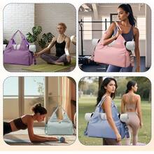 Bolsa de Yoga para Mujer, 2 Piezas Bolsa de Gimnasia con Neceser, Bolsa Deportiva con Hebilla para Esterilla de Yoga, Adecuada para Gimnasio, Viajes - Violeta - Ver 7