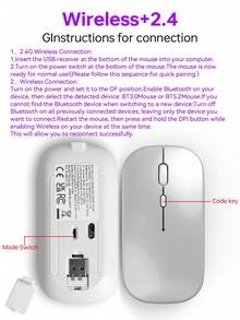 Mejora tu experiencia informática con un ratón inalámbrico recargable - Ratón óptico silencioso de 2.4GHz, adecuado para portátiles - Plateado - Ver 5