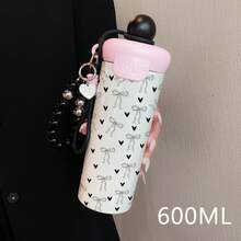 1個 600ML 英文蝴蝶創意蝴蝶結水墨潑染圖案保溫杯，時尚便攜掛繩水壺，不鏽鋼咖啡杯，適合辦公室與旅行，推薦送給朋友/家人的咖啡禮物 - 彩色 - 查看 8