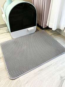 1 pieza Alfombra de arena para gatos de doble capa de EVA, antideslizante, fácil de limpiar, resistente a arañazos, lavable, cómoda, evita que se disperse y salpique la arena - Gris - Ver 11