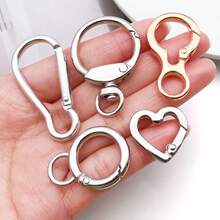 6pcs Metal Keychain Findings Star Heart Spring Rings Lobster Clasps Carabiner Clips Swivel Hooks For DIY Keychains Bag Charms Jewelry Making Supplies - Multicolor - View 3