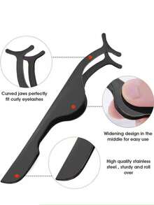 3/2pcs/1set, Curved Tweezers, Eyelash Curler And Eyelash Brush, Curved Tweezers And Curved Eyelash Curler Combination, Better Meet Multi-Level Eyelash Extension Needs, Enhance Experience - Multicolor - View 4