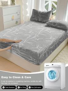 1pc Branch Print Ultra-Soft Fitted Sheet, Breathable Mattress Protector Cover, Machine Washable And Easy Care, Cute Fresh INS-Inspired Bedroom Decor For Twin, Full, Queen And King Beds, Ideal For Home, Dorm, Apartment, Guest Room Or Gifting - Multicolor - View 7