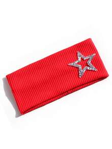 1pc Women's Rhinestone Pentagram Ribbed Solid Color Casual Outdoor Headband, Fashionable Versatile Daily Street Hair Accessory - Multicolor - View 27