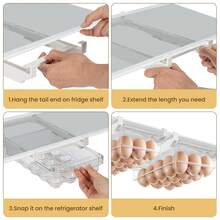 Set Of 2 Double Layer Fridge Egg Drawers – Pull-Out Clear Plastic Organizer With Handle For Eggs, Fruit, Vegetables & Meat Storage - Clear - View 3