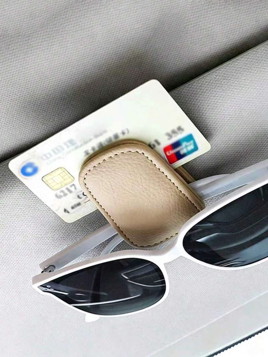 1個通用汽車遮陽板眼鏡夾，PVC材質，汽車眼鏡架，車內配件，眼鏡收納架