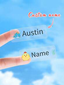 60 piezas Pegatinas transparentes personalizadas con nombre & foto - 25 estilos, Pegatinas transparentes impermeables personalizadas con etiquetas de nombre para jóvenes - Multicolor - Ver 5