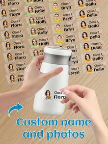 60 piezas Pegatinas transparentes personalizadas con nombre & foto - 25 estilos, Pegatinas transparentes impermeables personalizadas con etiquetas de nombre para jóvenes - Multicolor - Ver 27