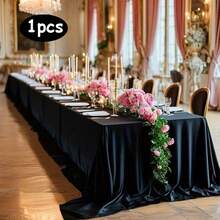 1 pieza, mantel rectangular de gran tamaño de color blanco sólido de satén de poliéster para bodas, fiestas y banquetes - Lavable a máquina y a mano, reutilizable, suministros de decoración para fiestas, adecuado para mesas largas, fiestas de varias personas, decoraciones para fiestas - Multicolor - Ver 29