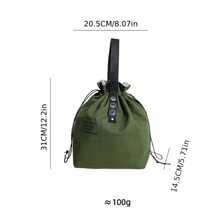 1pc Vertical Color Block Bento Bag, Multi-Functional Portable Lunch Box, Drawstring Seal, Handheld Or Shoulder Carry, Reusable, Suitable For School, Work, Camping, Picnic And Other Occasions, Not For Direct Food Contact - Multicolor - View 16