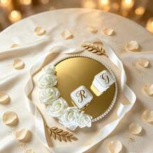 1/2pcs Gold Acrylic Round Mirror Tray With 50/100pcs Faux Pearl DIY Decor Accessories, Suitable For Jewelry Display, Wedding, Birthday Party And Various Decorative Scenes - View 2