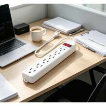 Power Strip Extension Cord, Multi-Outlet Surge Protector For Home And Office - White - View 4