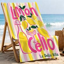 1pc Italian Lemon Limoncello Microfiber Beach Towel, Soft Absorbent Lightweight Towel, Suitable For Adults And Teens, Perfect For Beach, Travel And Swimming Beach Blanket - Multicolor - View 5