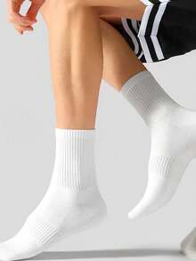 5/10/15/20 Pairs Men's Thick Black & White Winter Socks, Fashion Casual Comfortable High-Top Socks, Suitable For Outdoor Sports, Running, Fitness, Christmas Gift - Multicolor - View 5