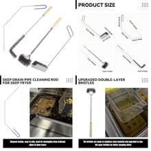 4 Pcs Fryer Cleaning Tools, L Shaped Stainless Steel Bristles Fryer Deep Cleaning Brush, Deep Fryer Crumb Scoop, Fryer Deep Cleanout Rod, Long Handle Fryer Basket Brush For Restaurant Air Fryer - Steel Fryer Cleaning Tools4 Pcs - View 10