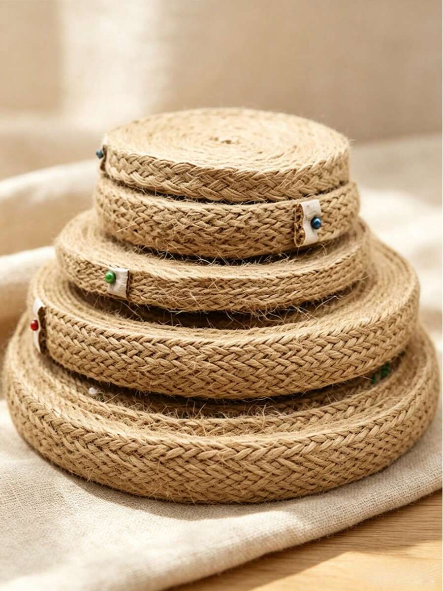 1 Roll Natural Linen Fabric With Linen Ribbon, Suitable For Gift Wrapping, Wedding Events, Parties, Home Bow Handmade Decoration - Flat Linen - View 1
