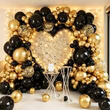 Black Metallic Gold Balloon Arch Set 114 Counts Latex Balloons For Wedding Birthday Anniversary Graduation Indoor Outdoor Scene Layout - Multicolor - View 5