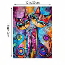 Colorful Abstract Cat Canvas Art Print, 12x16" - Frameless Modern Wall Decor For Living Room, Bedroom, Office, And Bar - A - View 3
