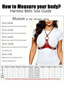 1pc Women's Punk Gothic Style Red Personalized Fashion Minimalist Sexy Halter Leather Body Harness Chest Strap Back Strap Suitable For Stage Performance, Photoshoot, Music Festival, Runway, Carnival Party - Red - View 6
