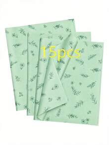 5/15/25/35 Sheets Green Background Dark Green Line Drawing Botanical Pattern Tissue Paper, Suitable For DIY Crafts, Party Favors, Bouquet Wrapping, Clothing Packaging And Birthday Gift Decoration - Dark Green Line Art Plants On a Green Background - View 6