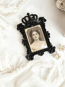 1pc Customized Black European Style 3D Floral Pattern Decorative Frame, Hand-Painted Resin Material DIY Wall Decor Hanging Ornament, Photo Frame, Enhances Home Atmosphere, Suitable For Home, Gathering, Party, Holiday As Wall Decoration And Photo Prop - Multicolor - View 6