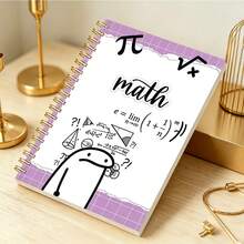1pc A5 Spiral Notebook, Playful π Equation Cartoon Cover Journal, Back To School Must-Have Supplies, Math Homework Draft Memo Notebook, Adorable Humorous STEM Student Stationery Gift - MATH - View 3