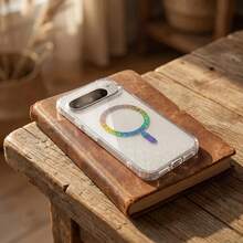 Compatible With Google 11 Pro XL 10 Pro XL 9 Pro XL, Pixel 10a/9a 11/11 Pro 10/10 Pro 9/9 Pro Phone Case, Glitter Transparent, Star Colorful Ring Supports Wireless Charging, PC+TPU - Star Magnetic - View 20