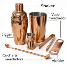 Shaker cocktail kit premium para bar y coctelería en casa, diseño funcional para preparar bebidas con confianza y estilo. 8 piezas Color cobre - Ver 4