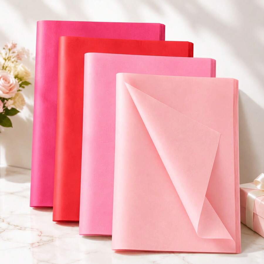 48Pcs/96Pcs Pink Tissue Paper, 20 X 20 Inch Gift Wrapping Tissue Paper Bulk, Decorative Paper For Gift Bags, Weddings, Parties, DIY Crafts And Decorations - 4-colors - View 1