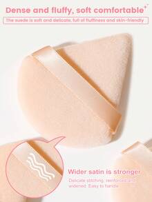 16Pcs Nude Mixed Makeup Puff Set, Triangle Velvet Powder Puffs, Mini Finger Strap Sponge Pads & Water Drop Makeup Sponges, Wet Dry Dual Use Cosmetic Tools For Foundation & Loose Powder, Portable Travel Makeup Accessories For Beginners - Apricot - View 5