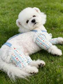 1pc Blue Plaid Dog Leg Sleeve, Protects Dog Legs From Mud And Dirt, Anti- And Anti-Tick, Strap Design Prevents Slipping, Suitable For Cats And Small Dogs, Fashionable And Exquisite, Applicable For Home, Travel, Walking And Pet Parties - Multicolor - View 5