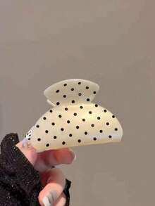 2 Pcs/1 Pc Women's Polka Dot Minimalist Curved Hair Clip, Fashionable Elegant Simple Hair Claw, Suitable For Daily Casual, Party, Commute, Vacation, Ponytail, Hair Styling, Face/Hair Washing, Makeup, Clothing Accessory (Polka Dot Position Random) - Multicolor - View 9