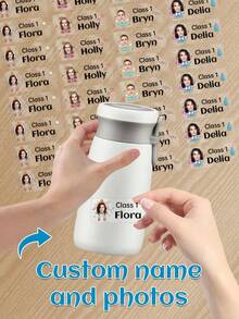 60 piezas Pegatinas transparentes personalizadas con nombre & foto - 25 estilos, Pegatinas transparentes impermeables personalizadas con etiquetas de nombre para jóvenes - Multicolor - Ver 32