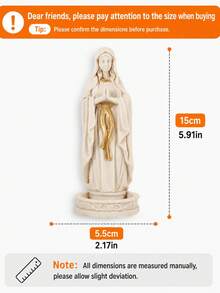 Virgin Mary Prayer Statue Single Piece Resin Sculpture Classic Robe Detail Decorative Base Catholic Home Decor Suitable For Prayer Room Bookshelf Entryway Church Religious Gift - New - View 7
