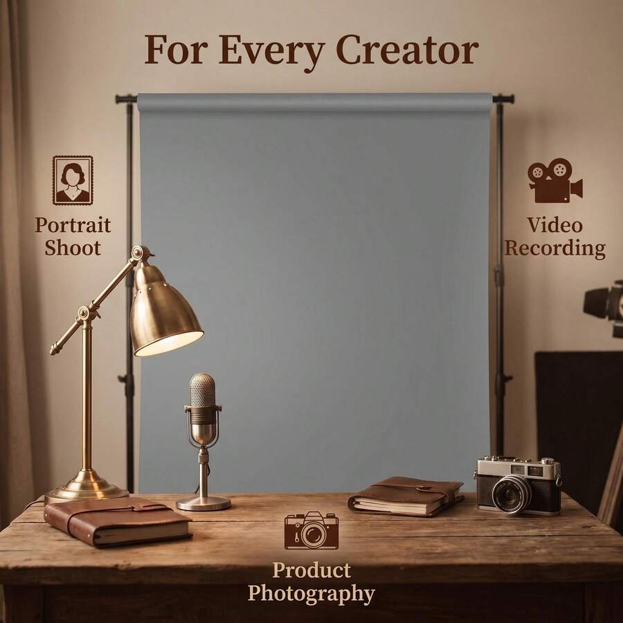 Gray Screen Backdrop For Photography, Chromakey Gray Photo Background Curtain Seamless For Video Meeting Photoshoot Party. (Excluding Brackets And Clips) - View 1