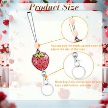 1pc Shiny Strawberry ID Badge Clip Retractable Badge Reel, Nurse Badge Holder With Rotating Clip, Work Badge Buddy Retractable Buckle, Teacher Office ID Card Lanyard With Silicone Beads, Anti-Drop Key & Badge Holder, Suitable For Healthcare Workers, Office Workers, Women's Office & Shopping - Casual Style - View 10