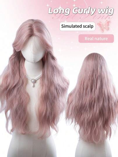 alicegarden 28-Inch Forehead Lace Front Wig A Natural Wavy Style In A A Stunning Rusty Rose. Middle Part Design , This False Hairpiece Is Perfect For Ms Daily Party Cosplay Use, Offering A Natural And Natural Durable Wig Gift For Ladies.