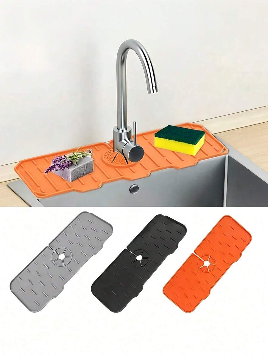 Faucet Splash Guard Drain Mat Pad Thick Sink Absorbent Drip Mat Dish Soap Sponge Holder Drip Catcher Drying Tray Mat Household House Home Decor Apartment Dorm Laundry Washroom Toilet Coffee Bar Gadgets Kitchen Utensils Bathroom Essential Accessories