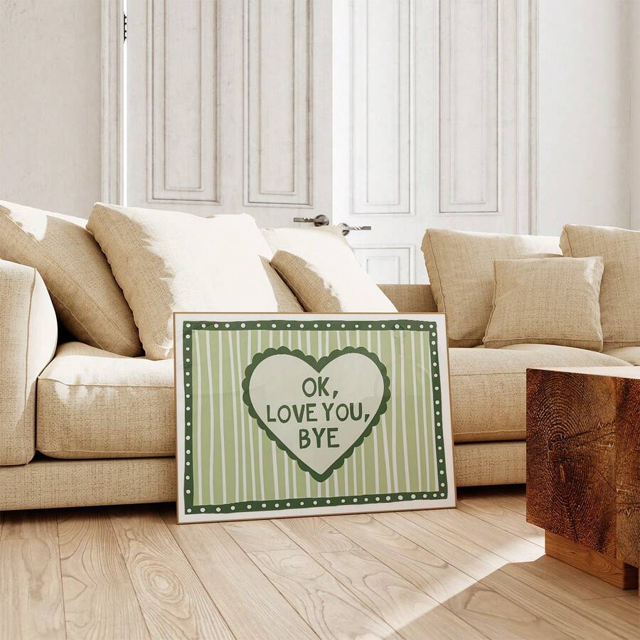1pc Frameless Love You Goodbye Striped Quote Wall Art, Funky Decor For Dorm, Bedroom, Party Gift - Stripe - View 1